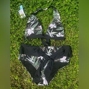 NWT | Antonio Melani | Floral Bikini Set with Black and Green Accents